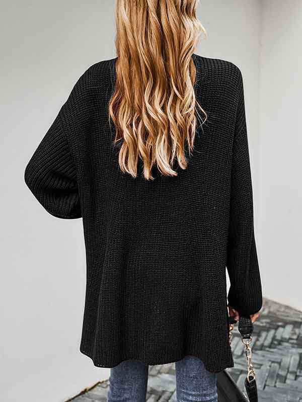 Open Front Oversized Chunky Knit Cardigan with Pocket