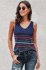 Multicolor Stripes White Knit Tank Top