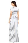 Striped Rosy Short Sleeve Maxi Dress