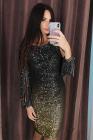 Ombre Sequin Tassel Sleeve Bodycon Evening Dress