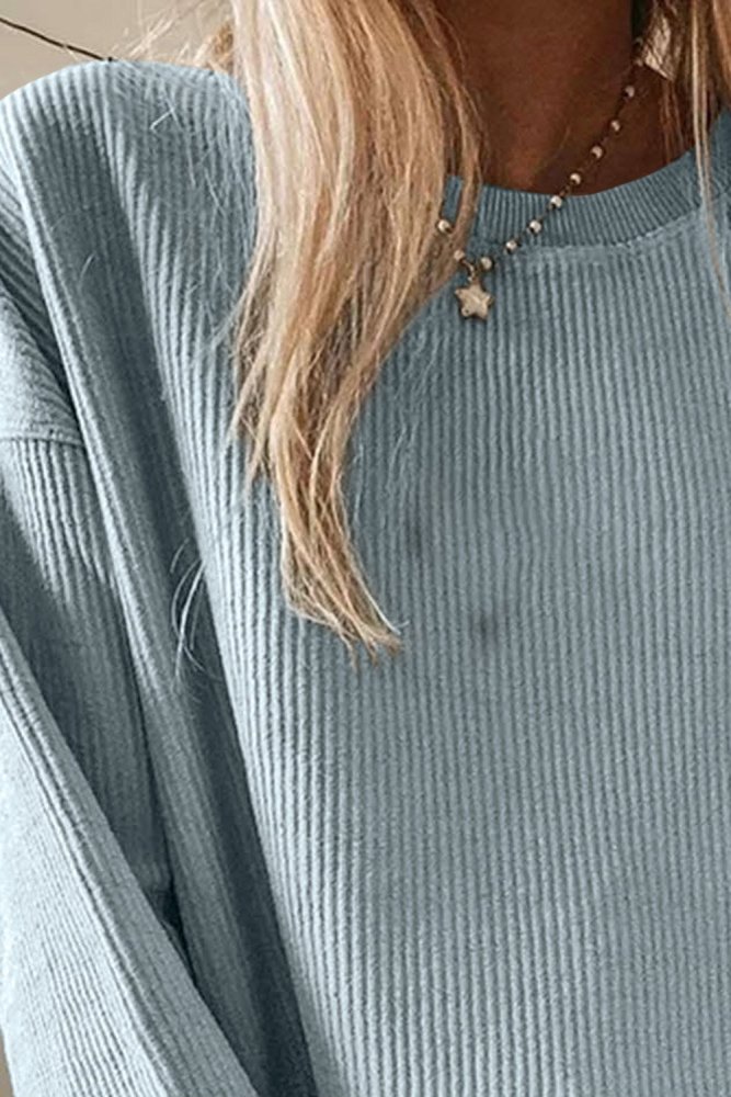 Solid Oversized Crew Neck Sweatshirt For Women