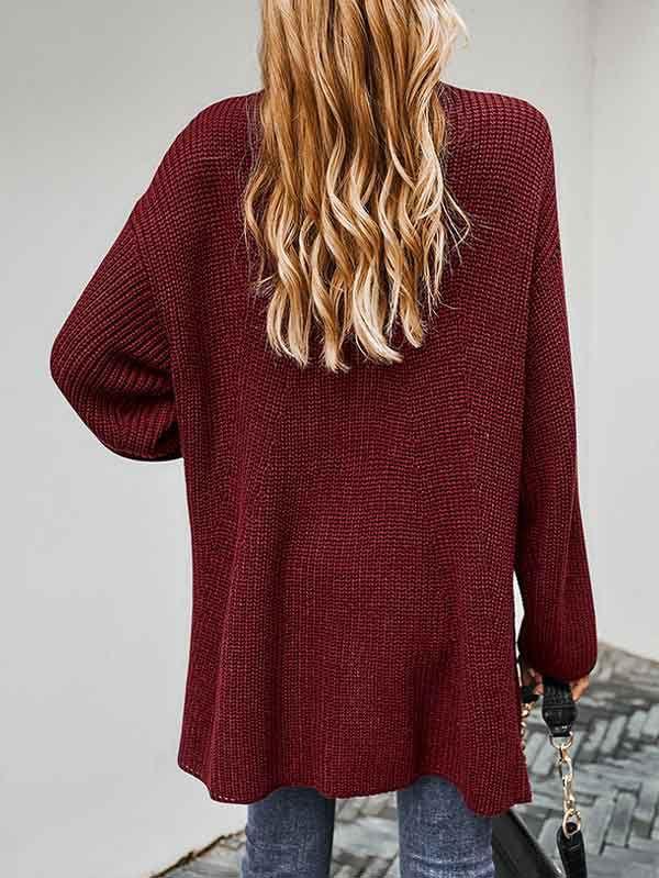 Open Front Oversized Chunky Knit Cardigan with Pocket