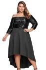 Off Shoulder Sequin Bodice Hi-lo Plus Size Dress