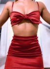 Women's Sets Two-piece Satin Bowed Cami & Skirt Set