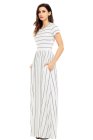 Striped Rosy Short Sleeve Maxi Dress