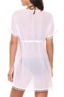Deep V Neck Pom Pom Beach Tunic