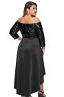 Off Shoulder Sequin Bodice Hi-lo Plus Size Dress