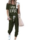 Be Kind Two Piece Outfits Short Sleeve Tracksuit For Women