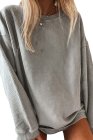 Solid Oversized Crew Neck Sweatshirt For Women