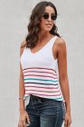 Multicolor Stripes White Knit Tank Top