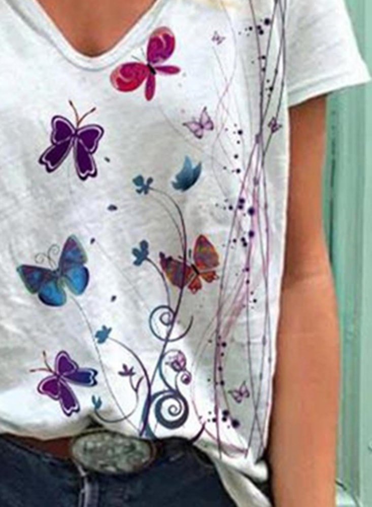 Women's T-shirts Butterfly Print T-shirt