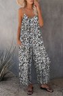 Palm Leaves Print Spaghetti Strap Wide Leg jumpsuit