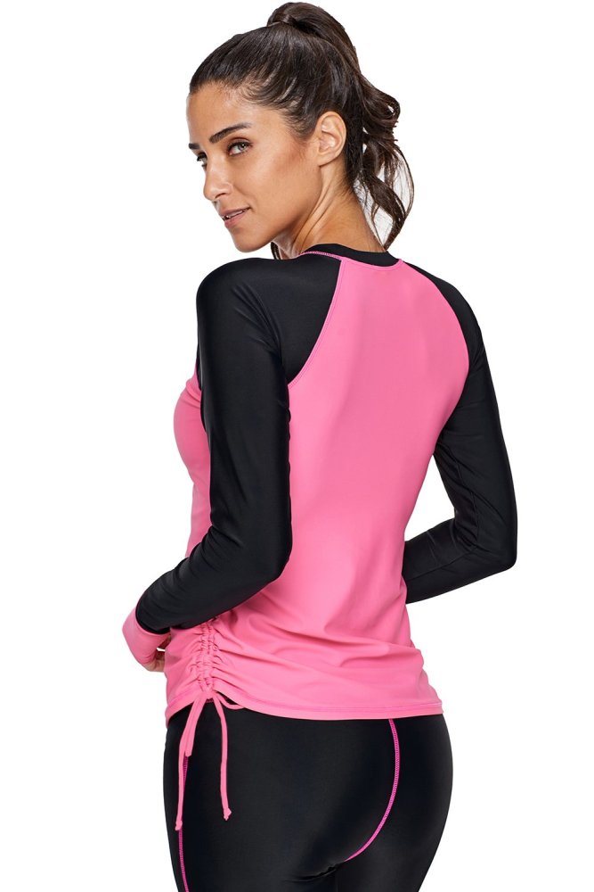 Rosy Black Colorblock Long Sleeve Rashguard