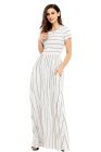 Striped Rosy Short Sleeve Maxi Dress