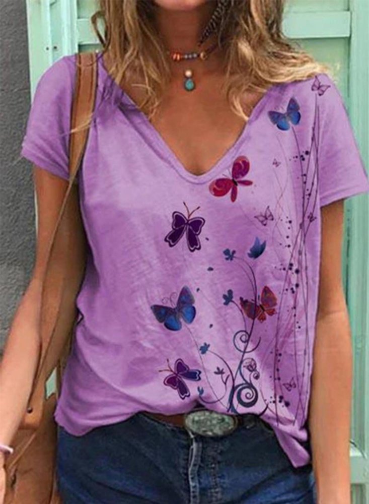 Women's T-shirts Butterfly Print T-shirt