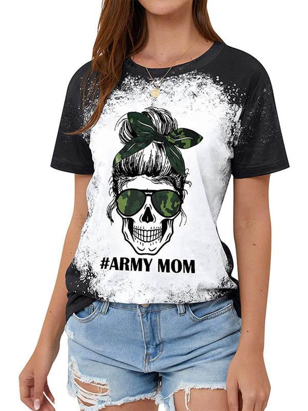 Mom Life Skull Graphic Tees Tops Short Sleeve Tee Shirt
