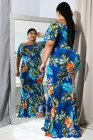 Off-the-shoulder Floral Print Plus Size Maxi Dress