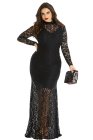 Plus Size High Neck Lace Fishtail Maxi Dress
