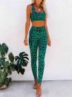 Sports Wear For Women Leopard Square Neck Crop Top High Waisted Leggings Set