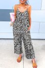 Palm Leaves Print Spaghetti Strap Wide Leg jumpsuit
