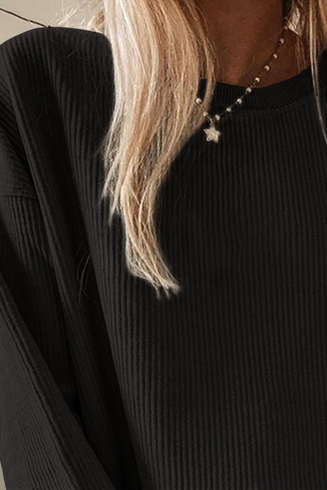 Solid Oversized Crew Neck Sweatshirt For Women