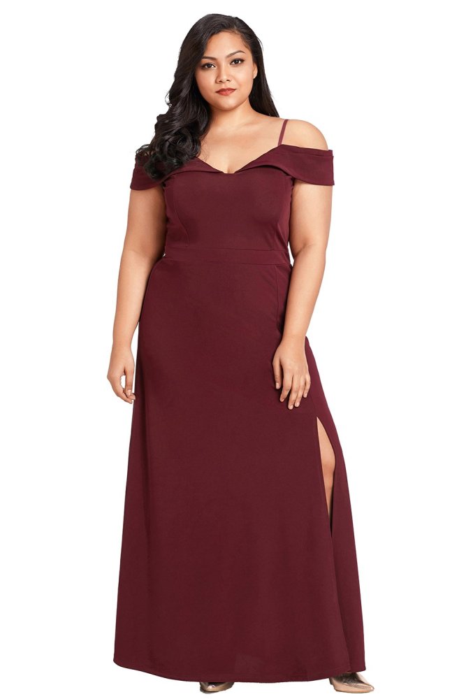Long Off the Shoulder Plus Size Gown