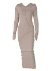 Plus Size Hooded Long Sleeve Maxi Dress Womens Sexy Bodycon Dress