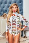 Repeated Butterfly High Neck Bodysuit