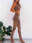 Sports Wear For Women Leopard Square Neck Crop Top High Waisted Leggings Set