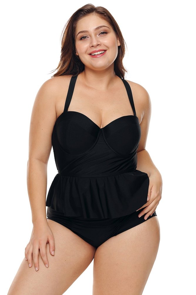 Moulded Cups Peplum Plus Size Bikini