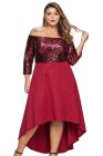 Off Shoulder Sequin Bodice Hi-lo Plus Size Dress