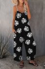 Palm Leaves Print Spaghetti Strap Wide Leg jumpsuit