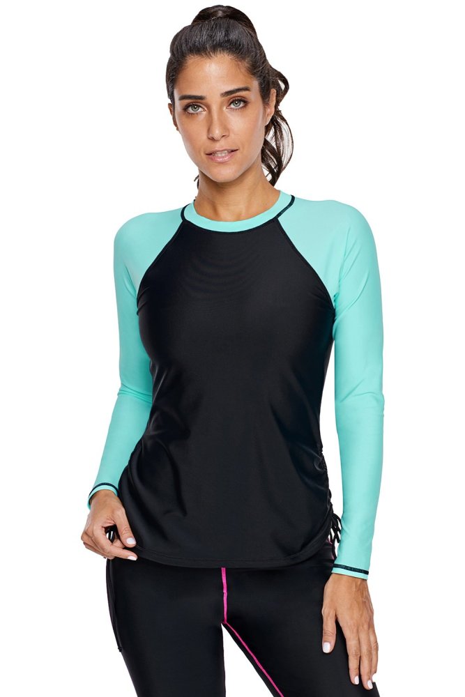 Rosy Black Colorblock Long Sleeve Rashguard