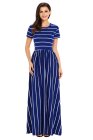 Striped Rosy Short Sleeve Maxi Dress