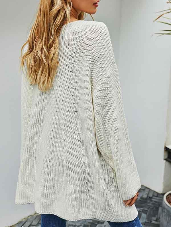 Open Front Oversized Chunky Knit Cardigan with Pocket