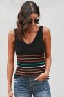Multicolor Stripes White Knit Tank Top