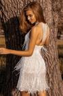Fringed Halter Open Back Sequin Mini Dress