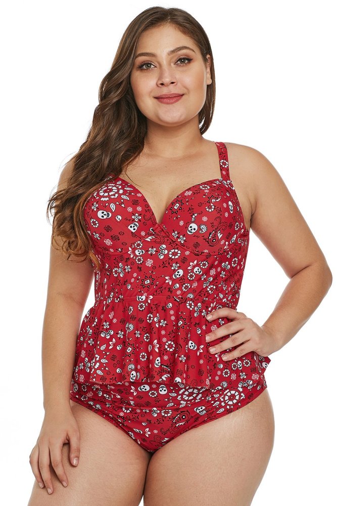Moulded Cups Peplum Plus Size Bikini