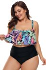 Skull Key Print Hammock Flounce Crop High Waist Bikini