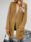 Open Front Oversized Chunky Knit Cardigan with Pocket