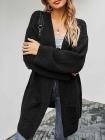 Open Front Oversized Chunky Knit Cardigan with Pocket