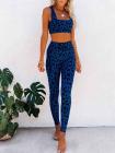 Sports Wear For Women Leopard Square Neck Crop Top High Waisted Leggings Set