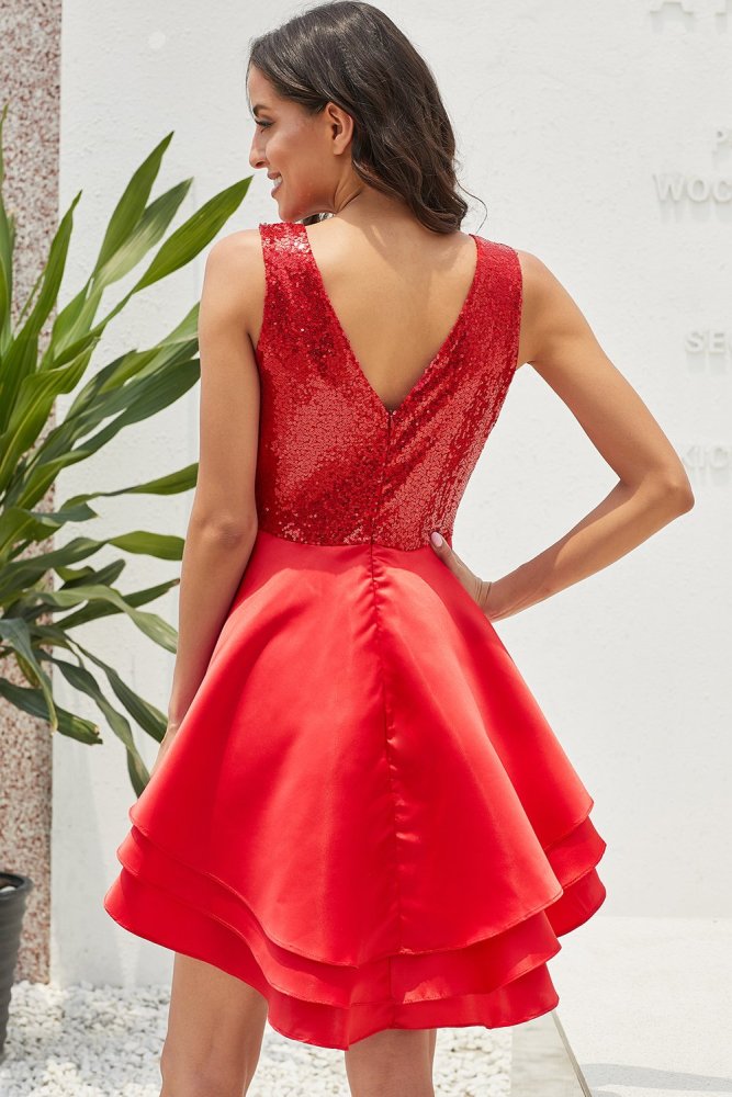 Heart Broken Black Gold Sequin Multi Layer Skater Dress