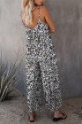 Palm Leaves Print Spaghetti Strap Wide Leg jumpsuit
