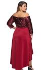 Off Shoulder Sequin Bodice Hi-lo Plus Size Dress