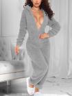 Fluffy Zip Up Onesie Pajama Outfits Sleepwear