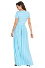 Striped Rosy Short Sleeve Maxi Dress