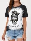 Mom Life Skull Graphic Tees Tops Short Sleeve Tee Shirt