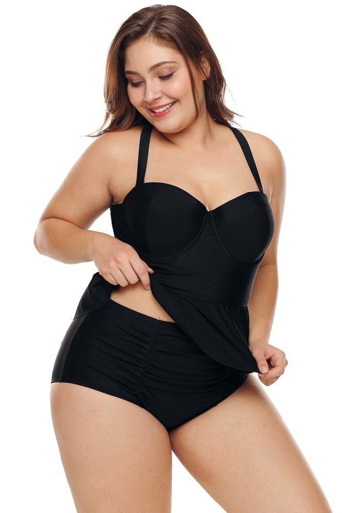 Moulded Cups Peplum Plus Size Bikini