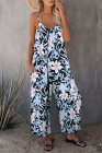 Palm Leaves Print Spaghetti Strap Wide Leg jumpsuit